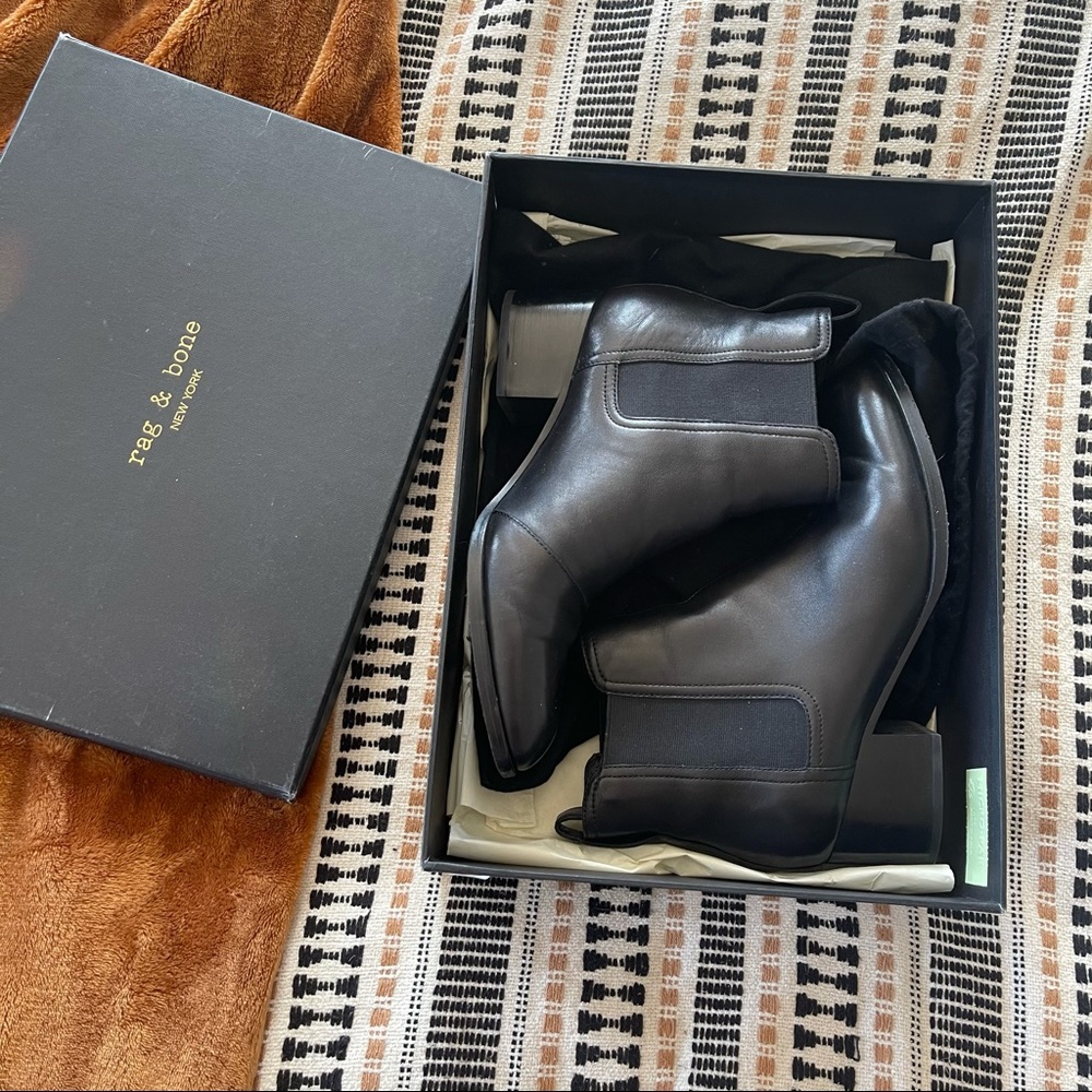 rag & bone New York Walker Boot Black Leather 37.5
